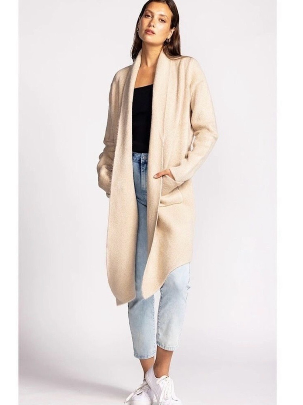 Pink Martini Stockport Coatigan Beige Size XXS Oversized Cardigan Jacket